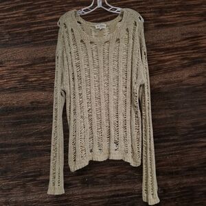 Sweet Wanderer Beige Open Stitch Knit Sweater Size Large